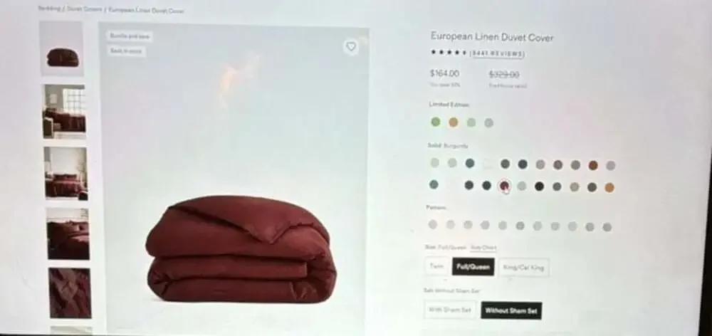 Quince European Linen Duvet Cover Burgundy no shams Full/Queen